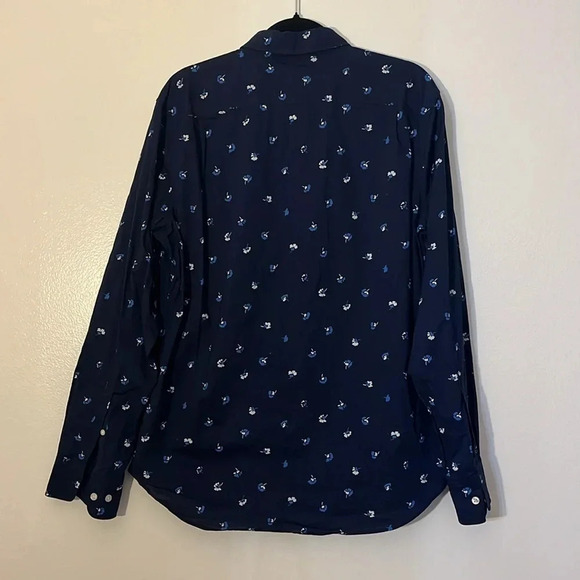 Bonobos | Floral navy & white long sleeve button down shirt Slim Fit Mens Size L - Picture 5 of 7